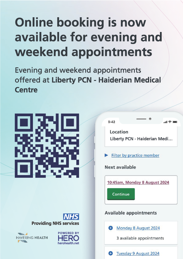 online booking for evening and weekend